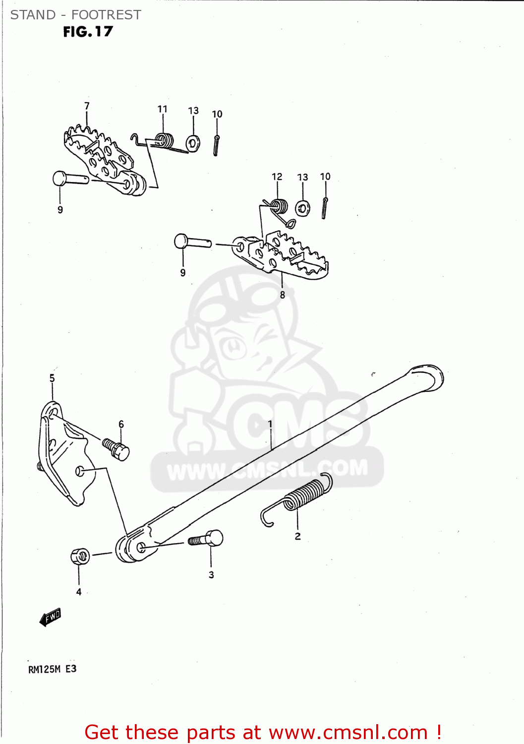 STAND - FOOTREST RM125 1989 (K) USA (E03)
