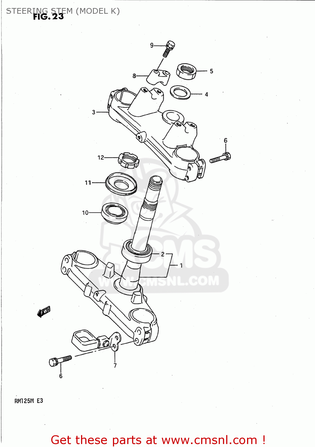 STEERING STEM (MODEL K) RM125 1989 (K) USA (E03)