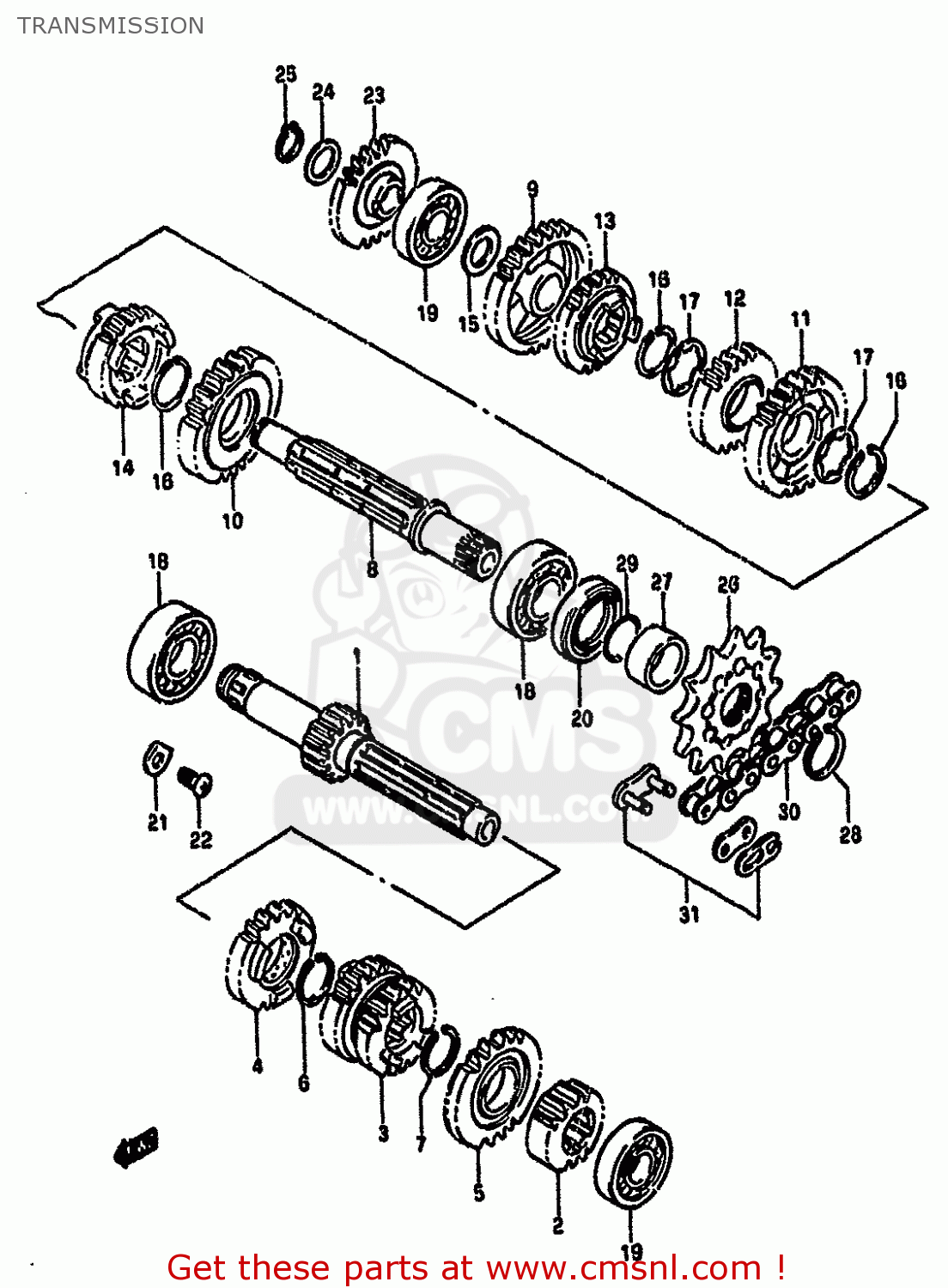 TRANSMISSION RM125 1990 (L) UNITED KINGDOM FRANCE AUSTRALIA (E02 E04 E24)