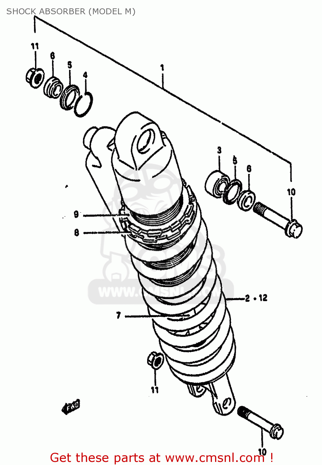 SHOCK ABSORBER (MODEL M) RM125 1990 (L) UNITED KINGDOM FRANCE AUSTRALIA (E02 E04 E24)