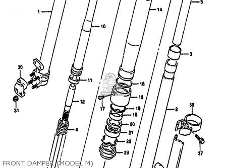 FRONT DAMPER (MODEL M) - RM125 1990 (L) UNITED KINGDOM FRANCE AUSTRALIA (E02 E04 E24)