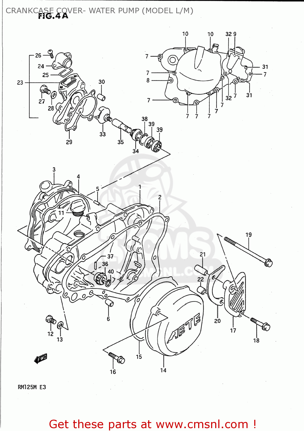 CRANKCASE COVER- WATER PUMP (MODEL L/M) RM125 1990 (L) USA (E03)