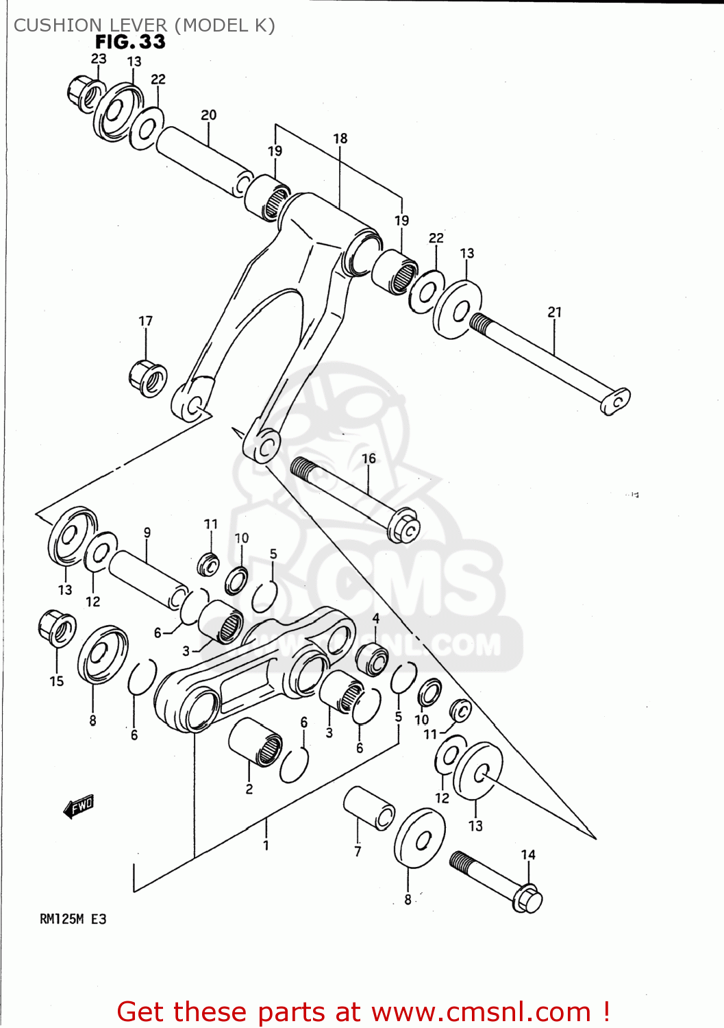 CUSHION LEVER (MODEL K) RM125 1990 (L) USA (E03)