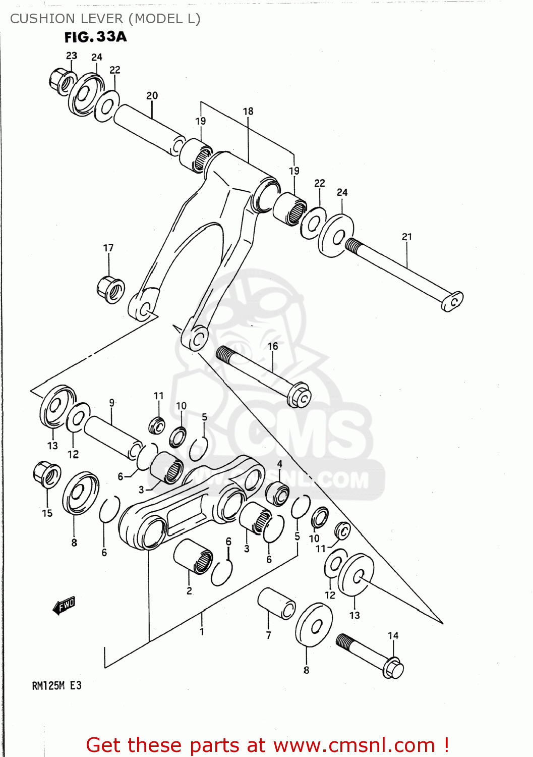 CUSHION LEVER (MODEL L) RM125 1990 (L) USA (E03)