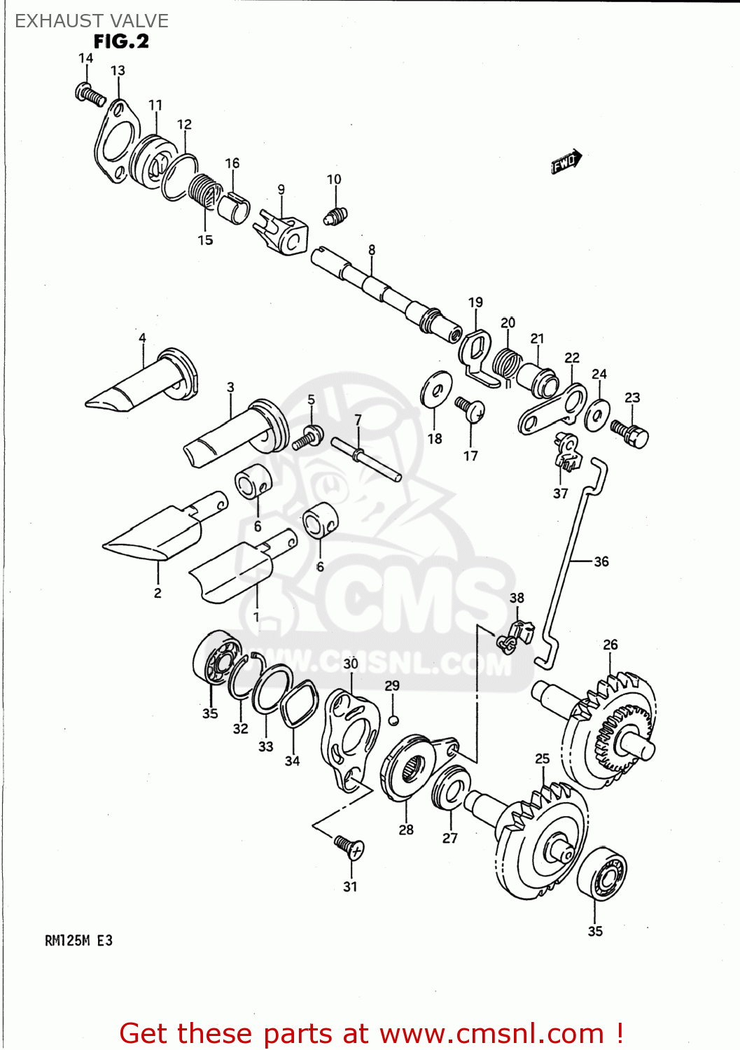 EXHAUST VALVE RM125 1990 (L) USA (E03)