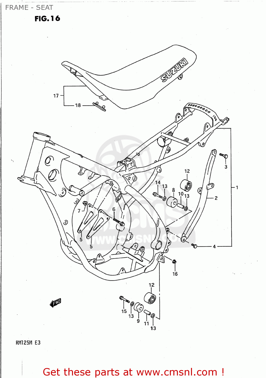 FRAME - SEAT RM125 1990 (L) USA (E03)