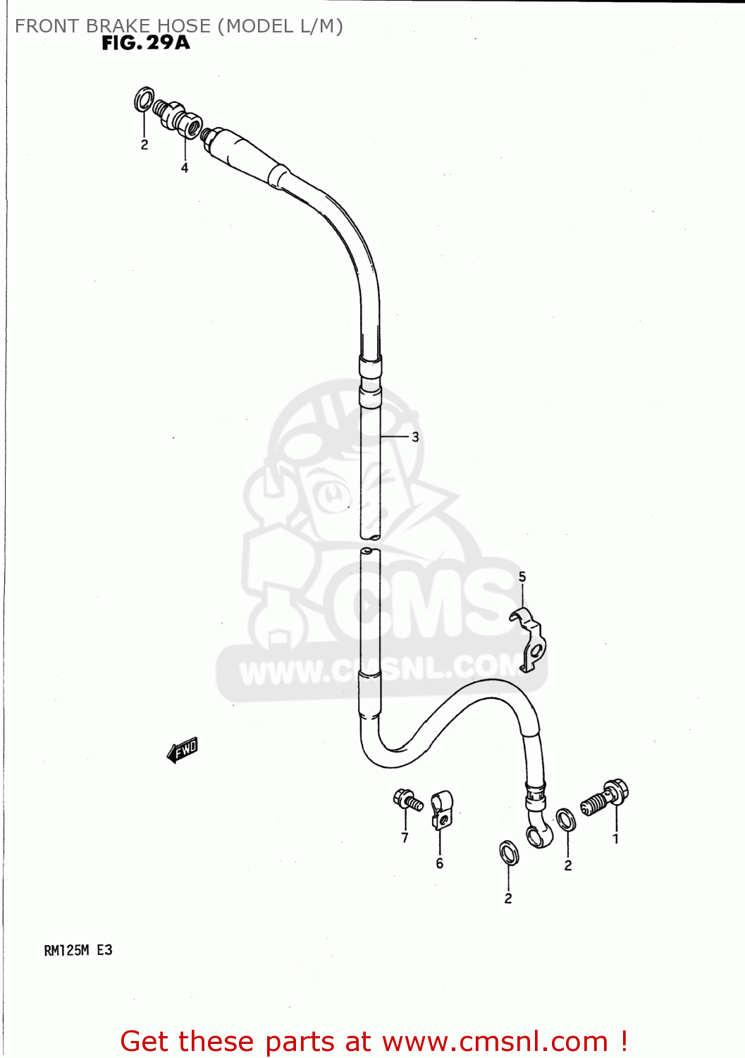 FRONT BRAKE HOSE (MODEL L/M) RM125 1990 (L) USA (E03)