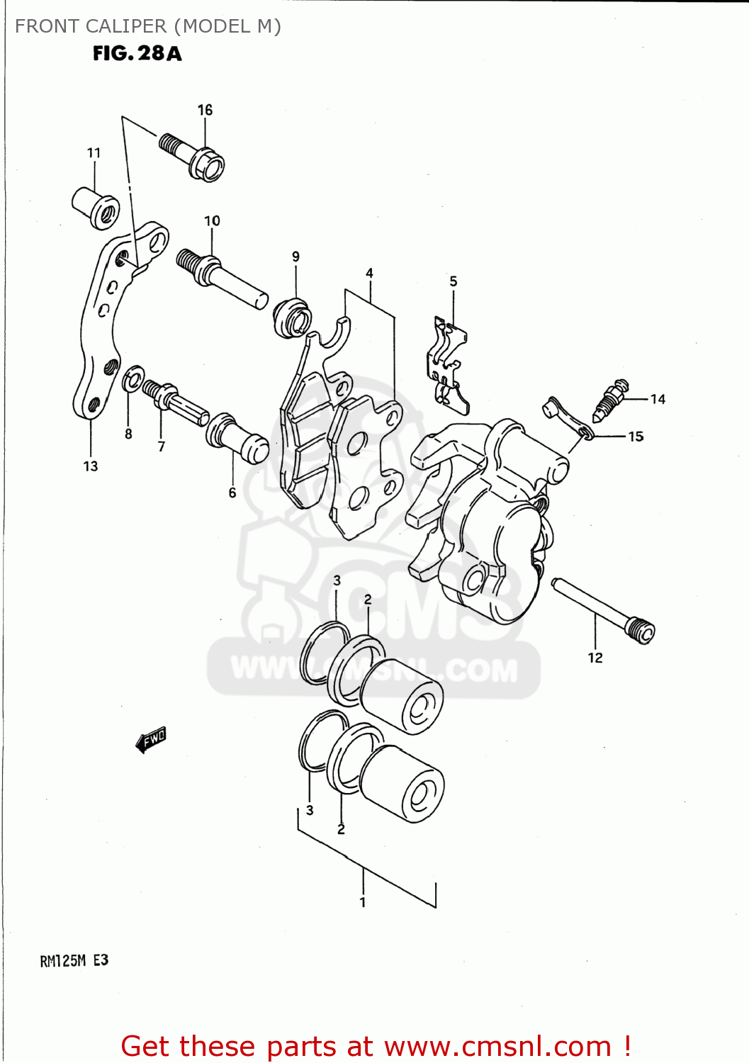 FRONT CALIPER (MODEL M) RM125 1990 (L) USA (E03)
