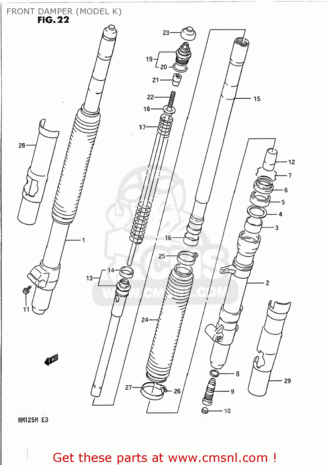 FRONT DAMPER (MODEL K) RM125 1990 (L) USA (E03)