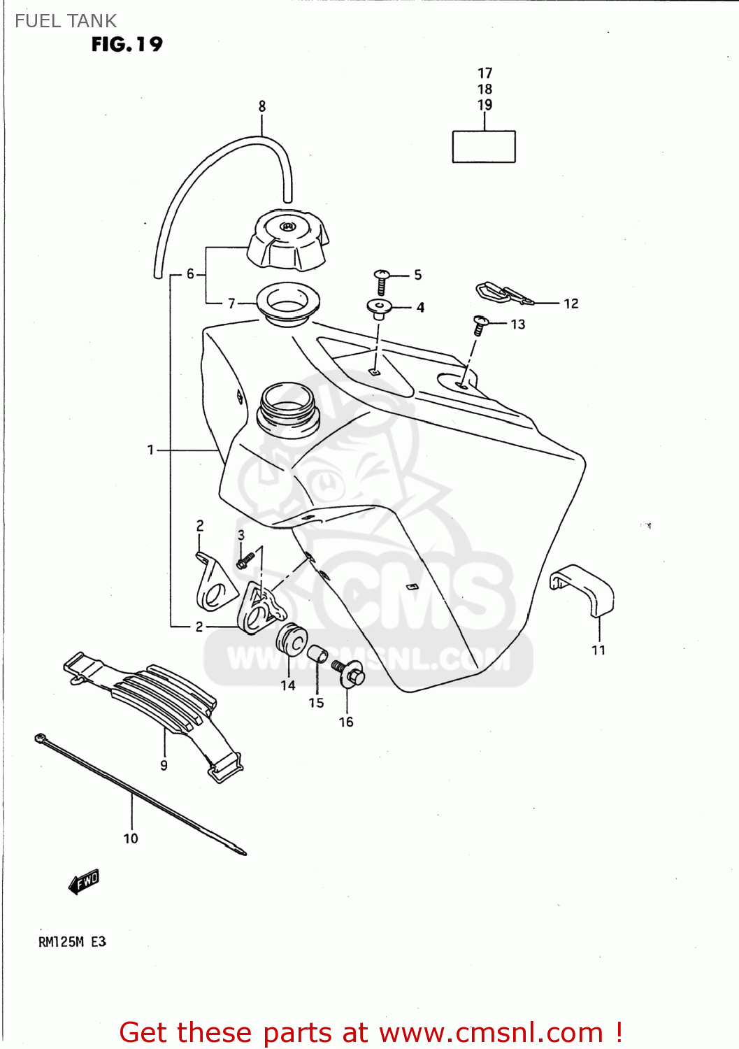 FUEL TANK RM125 1990 (L) USA (E03)