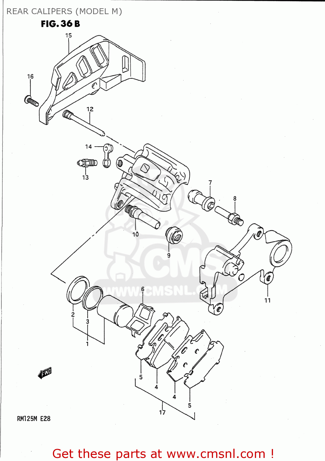 REAR CALIPERS (MODEL M) RM125 1990 (L) USA (E03)
