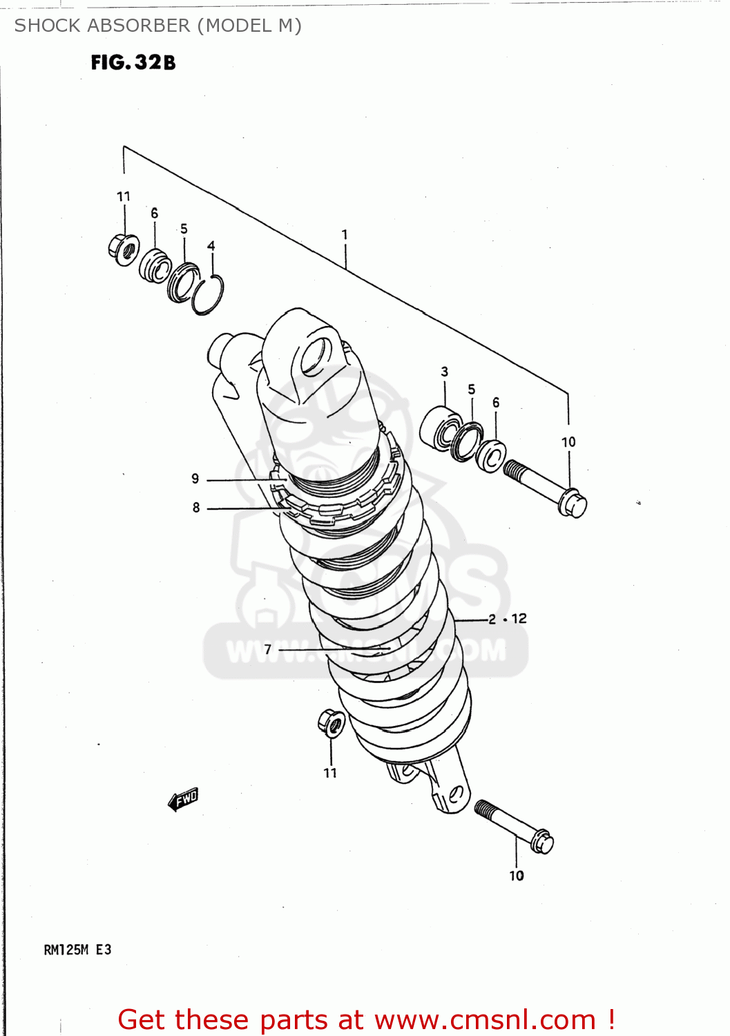 SHOCK ABSORBER (MODEL M) RM125 1990 (L) USA (E03)