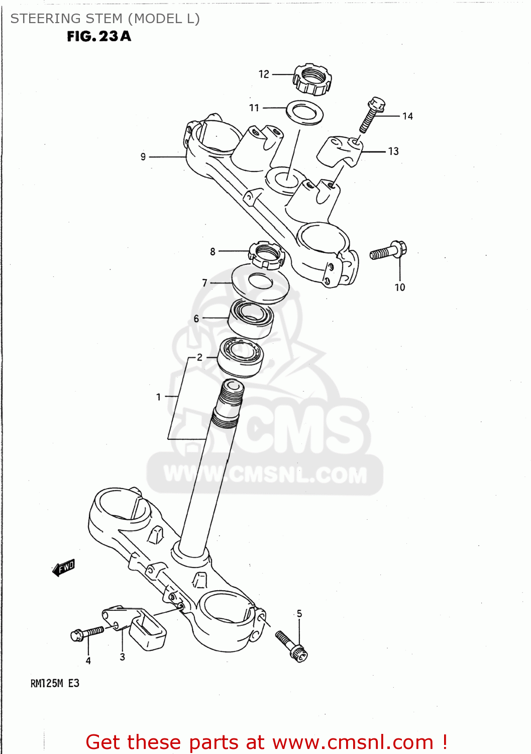 STEERING STEM (MODEL L) RM125 1990 (L) USA (E03)