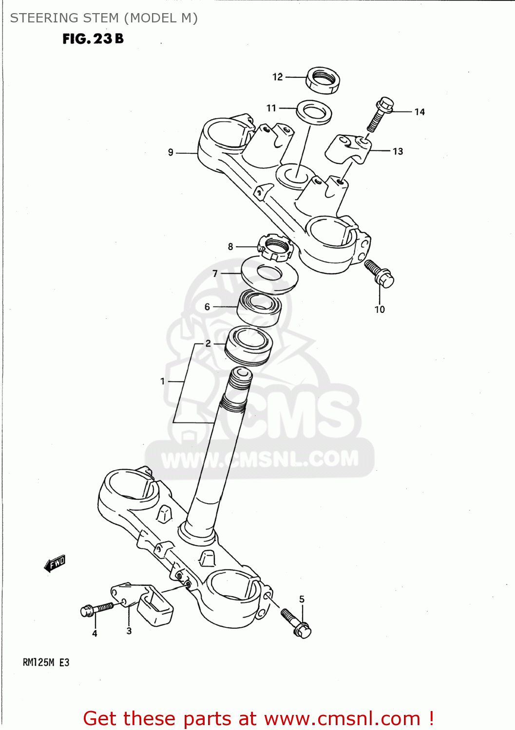 STEERING STEM (MODEL M) RM125 1990 (L) USA (E03)