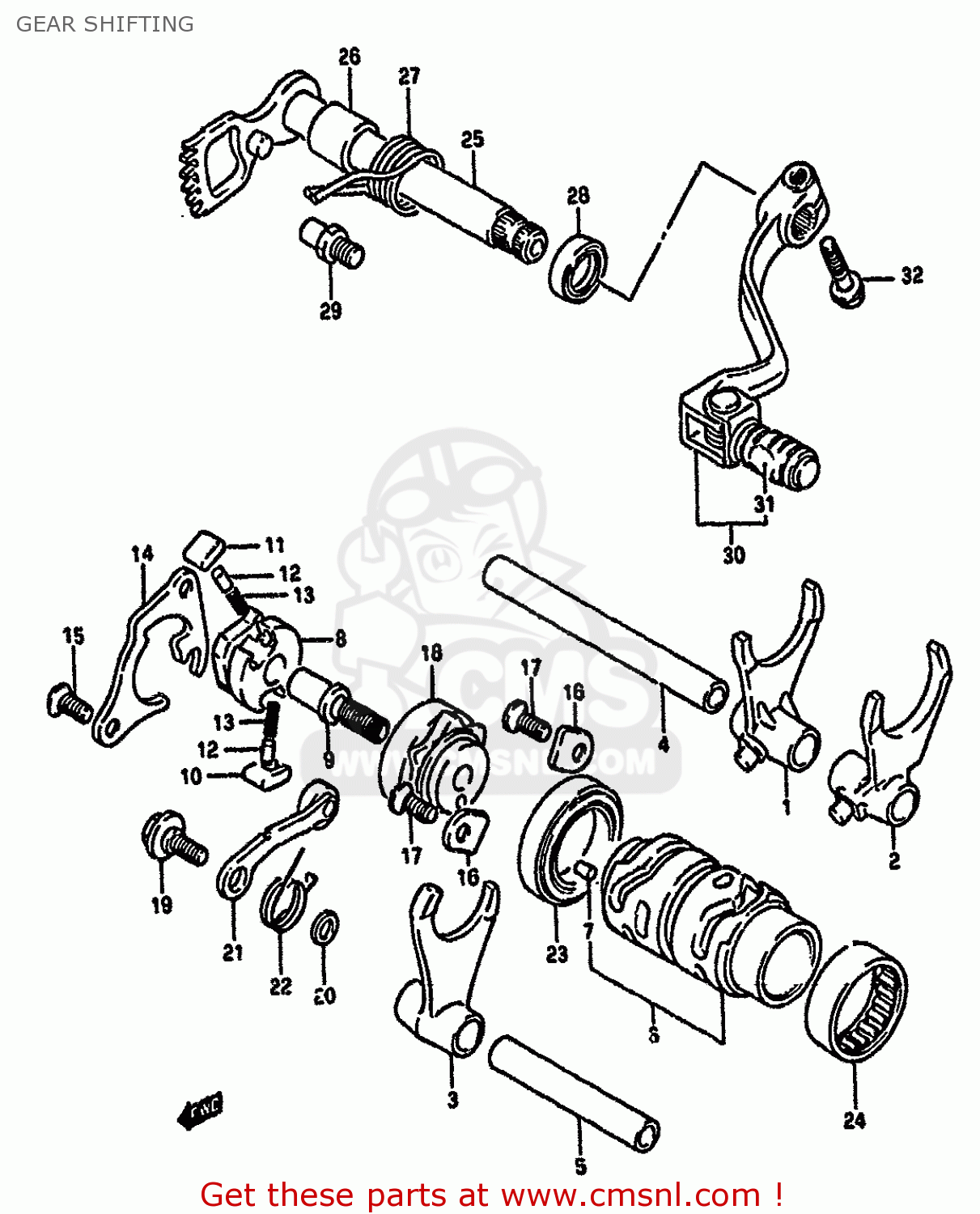 GEAR SHIFTING RM125 1991 (M) UNITED KINGDOM FRANCE AUSTRALIA (E02 E04 E24)