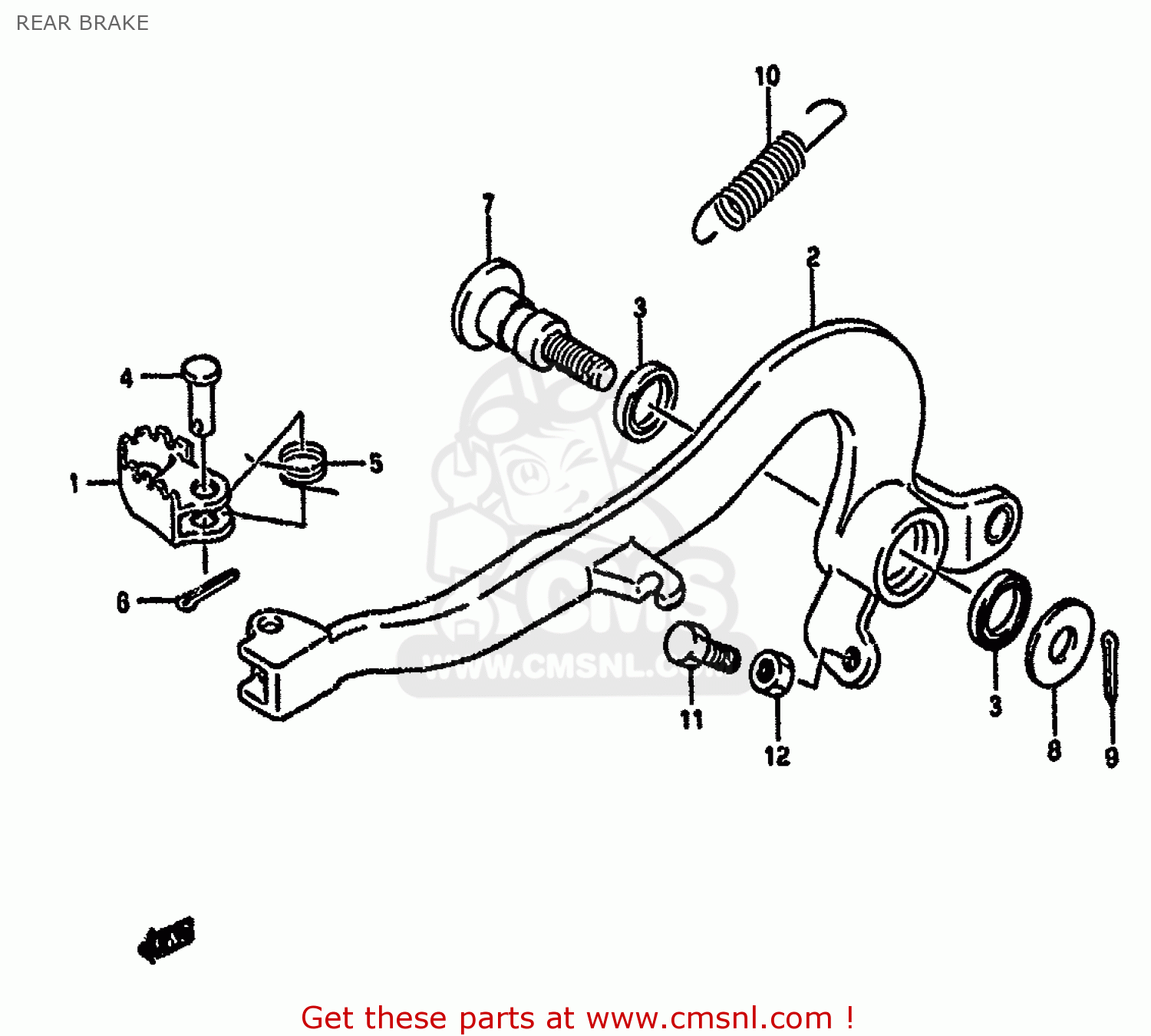REAR BRAKE RM125 1991 (M) UNITED KINGDOM FRANCE AUSTRALIA (E02 E04 E24)