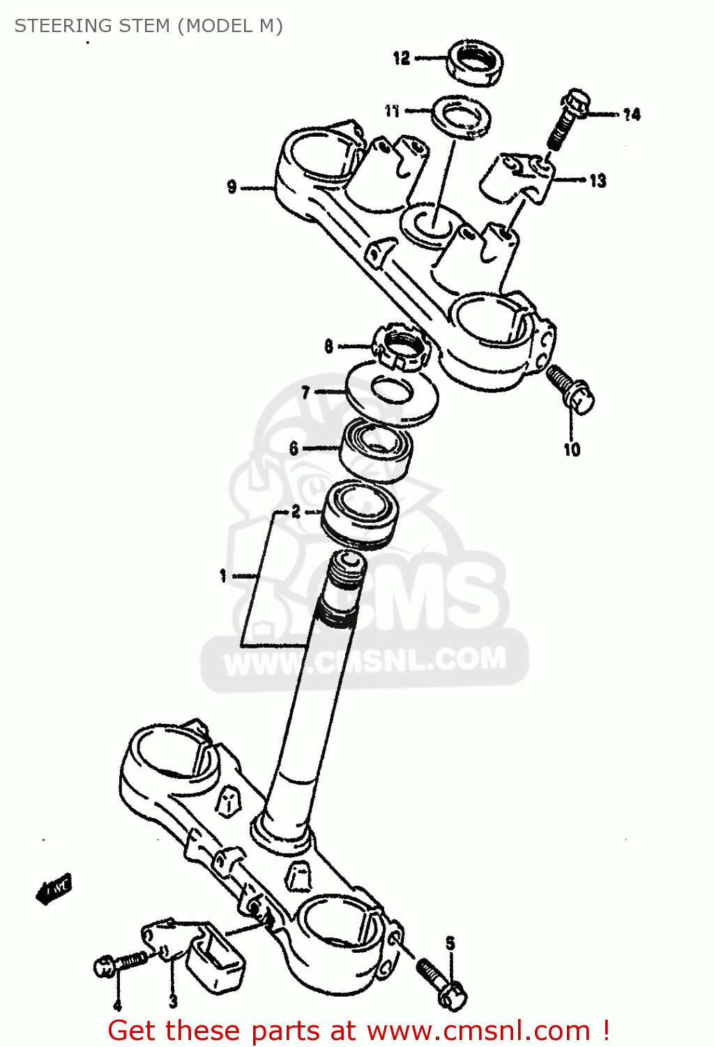 STEERING STEM (MODEL M) RM125 1991 (M) UNITED KINGDOM FRANCE AUSTRALIA (E02 E04 E24)