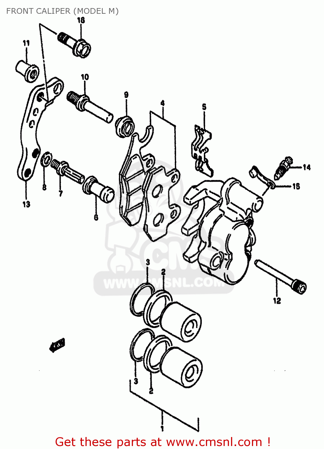 FRONT CALIPER (MODEL M) RM125 1991 (M) UNITED KINGDOM FRANCE AUSTRALIA (E02 E04 E24)