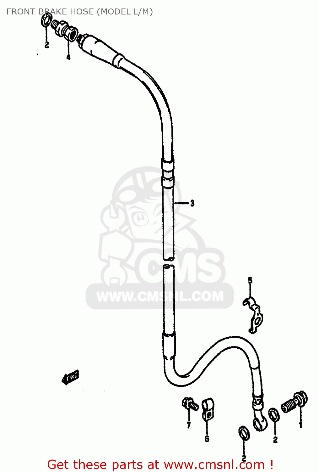 FRONT BRAKE HOSE (MODEL L/M) RM125 1991 (M) UNITED KINGDOM FRANCE AUSTRALIA (E02 E04 E24)
