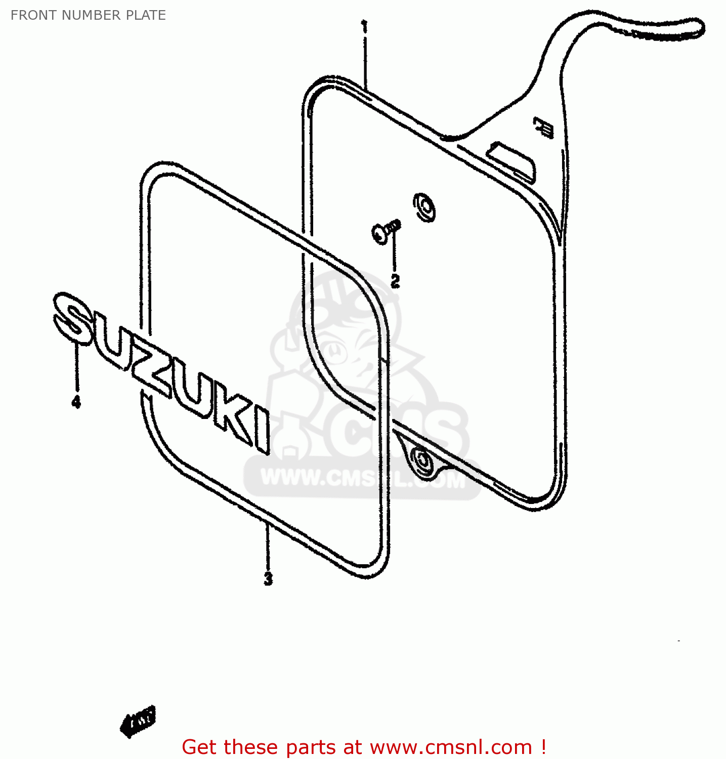 FRONT NUMBER PLATE RM125 1991 (M) UNITED KINGDOM FRANCE AUSTRALIA (E02 E04 E24)