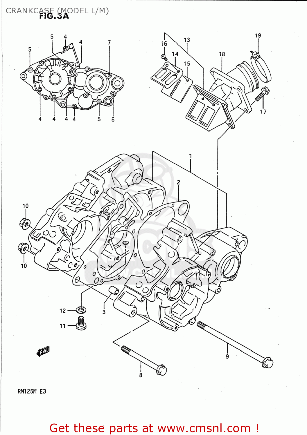 CRANKCASE (MODEL L/M) RM125 1991 (M) USA (E03)