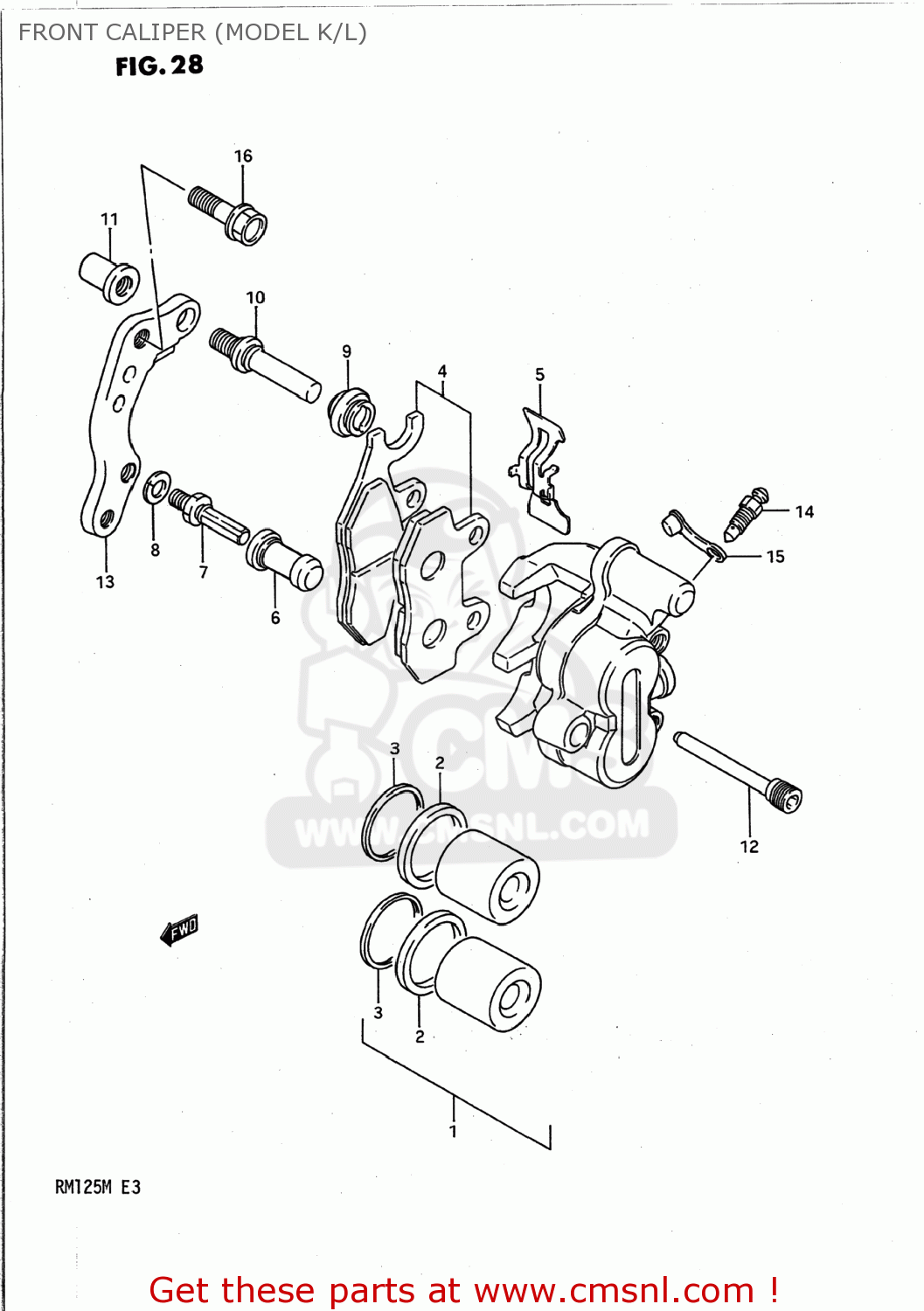 FRONT CALIPER (MODEL K/L) RM125 1991 (M) USA (E03)