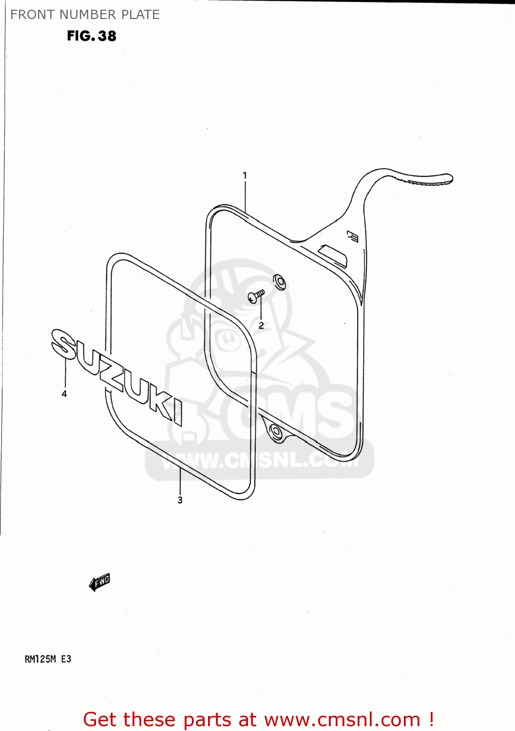 FRONT NUMBER PLATE RM125 1991 (M) USA (E03)