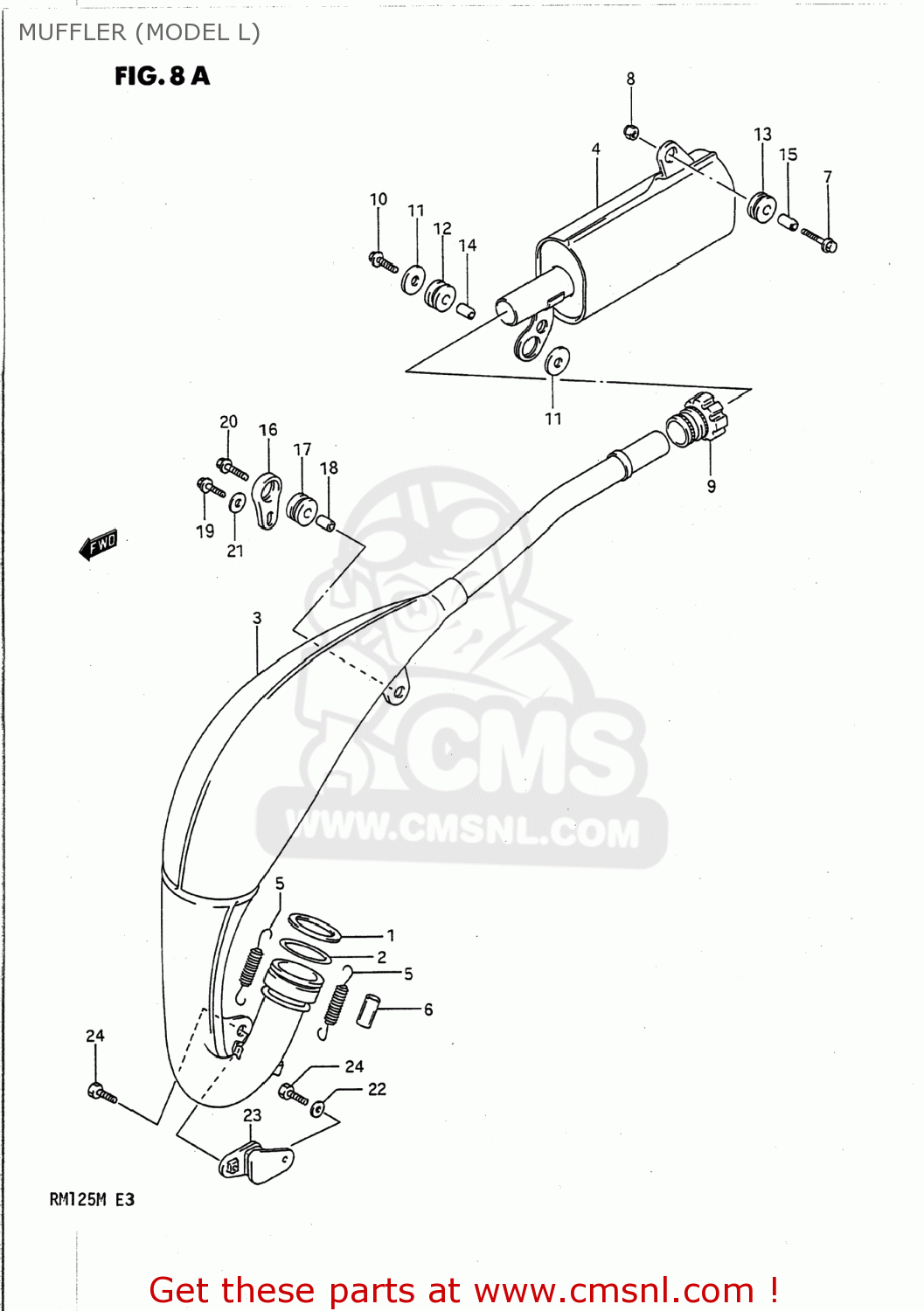 MUFFLER (MODEL L) RM125 1991 (M) USA (E03)