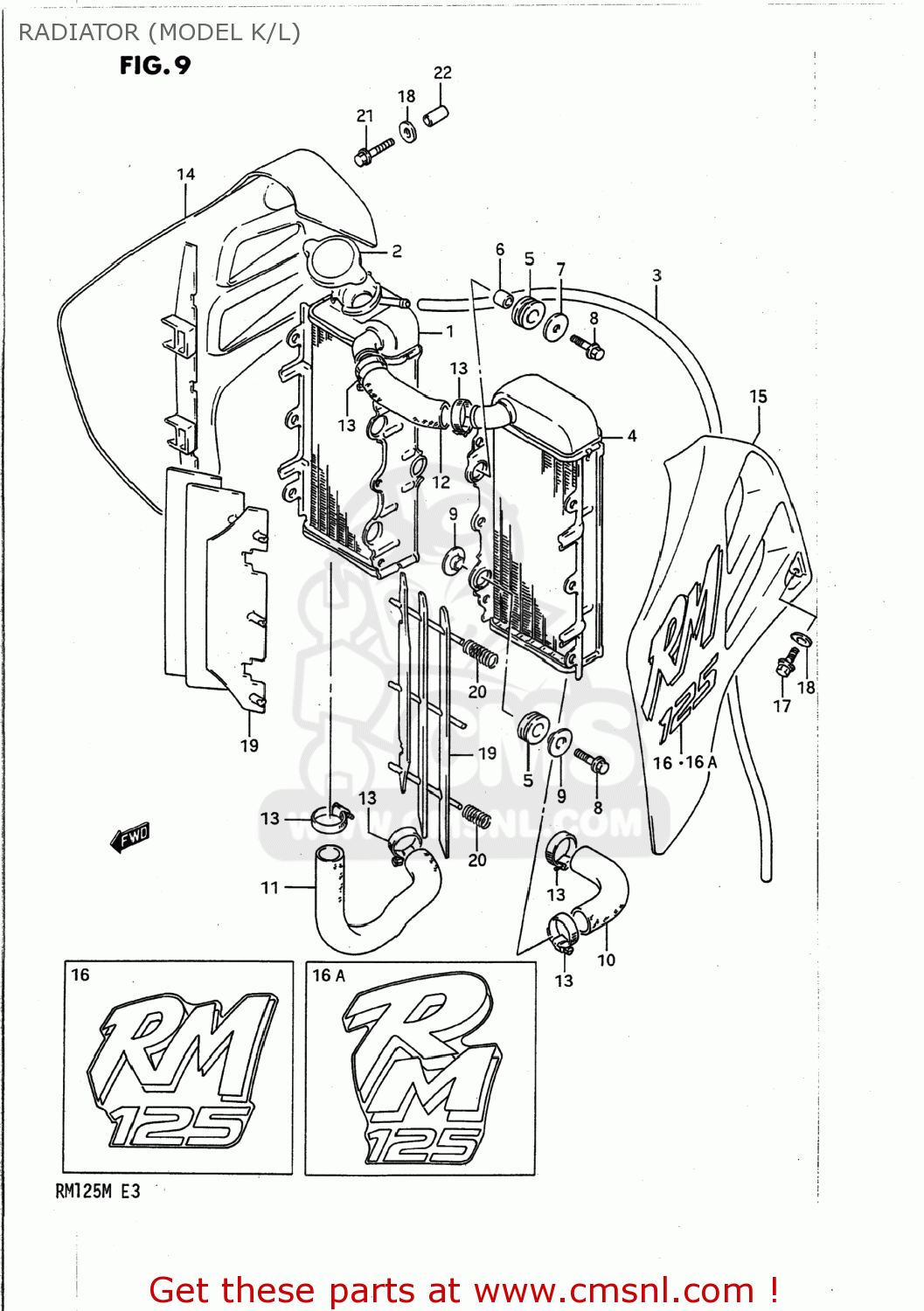 RADIATOR (MODEL K/L) RM125 1991 (M) USA (E03)