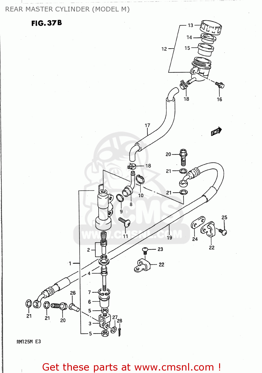 REAR MASTER CYLINDER (MODEL M) RM125 1991 (M) USA (E03)