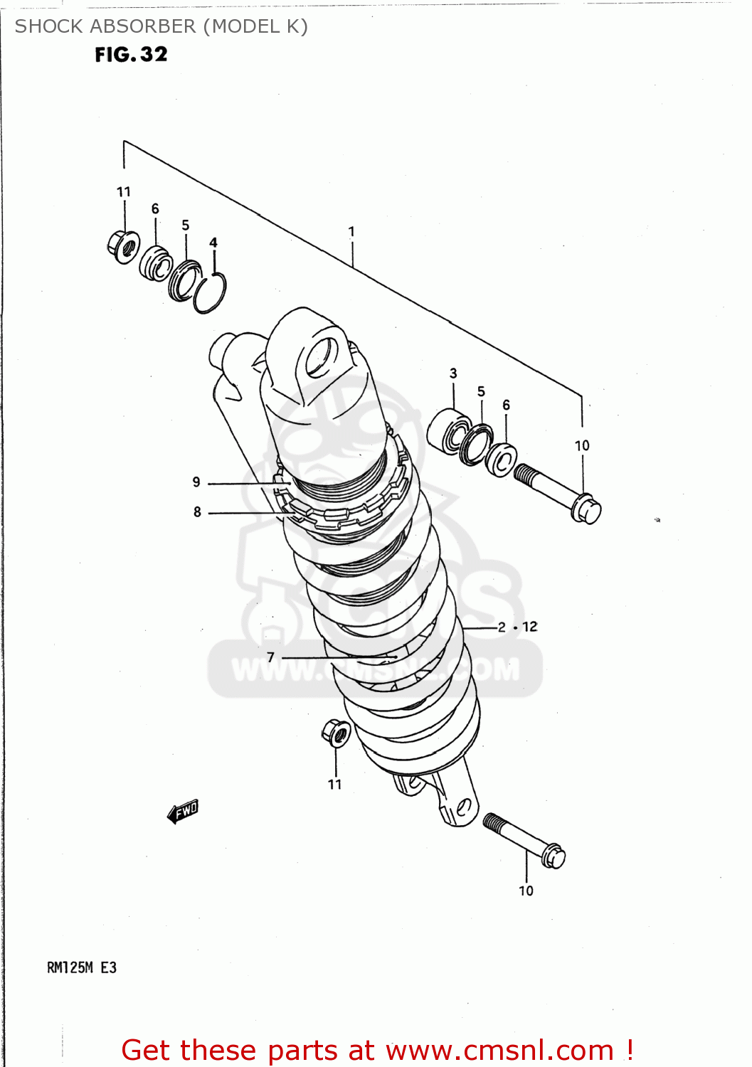 SHOCK ABSORBER (MODEL K) RM125 1991 (M) USA (E03)