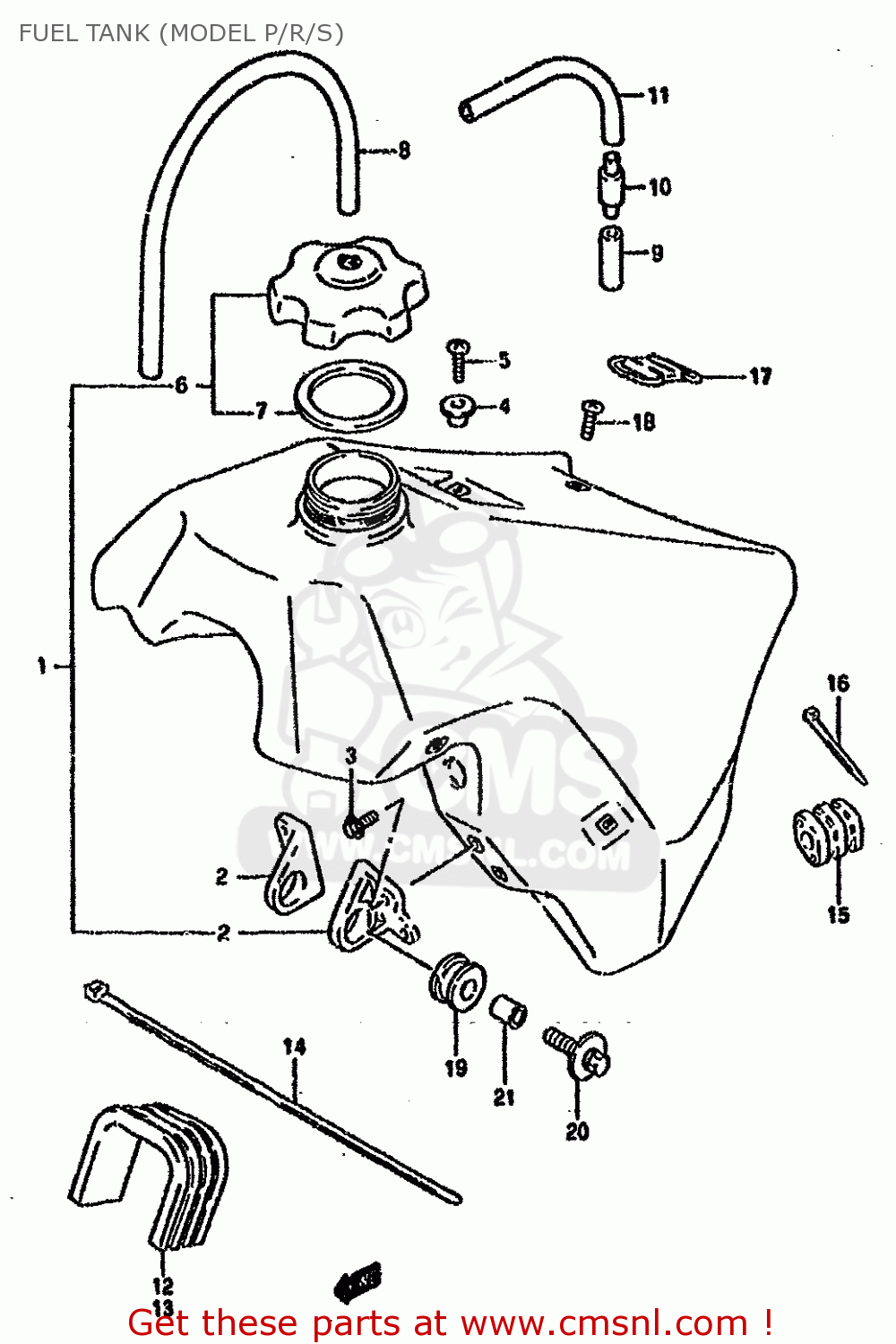 FUEL TANK (MODEL P/R/S) RM125 1992 (N) UNITED KINGDOM FRANCE AUSTRALIA (E02 E04 E24)