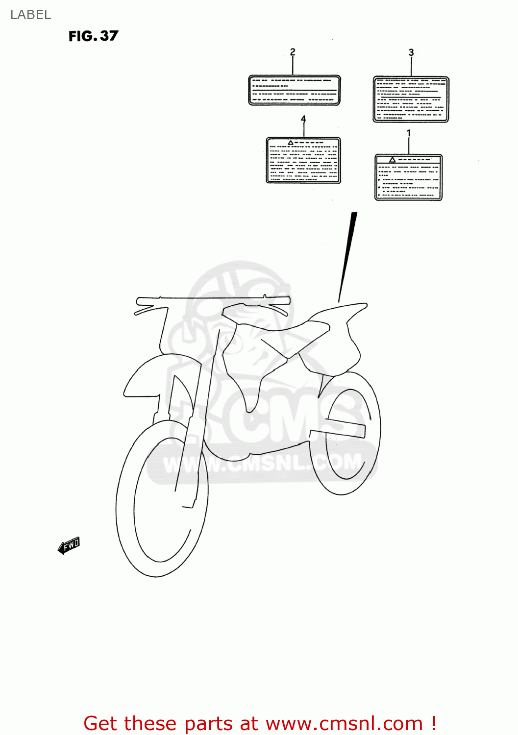 Suzuki RM125 1992 (N) USA (E03) LABEL - buy original LABEL spares online