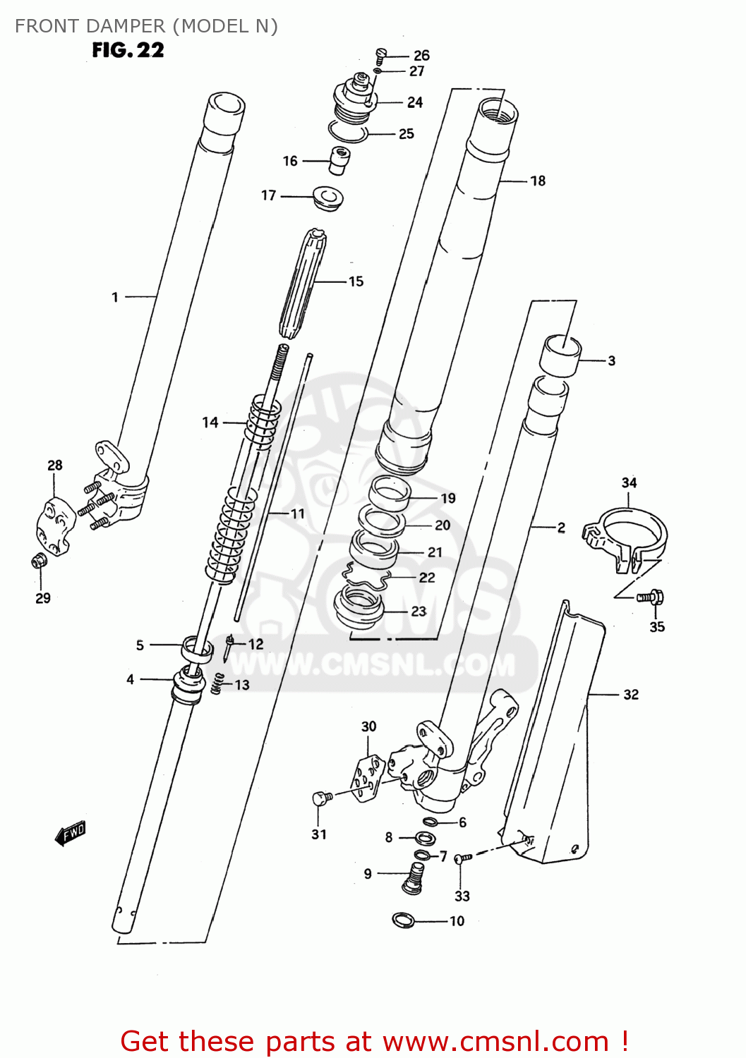 FRONT DAMPER (MODEL N) RM125 1992 (N) USA (E03)