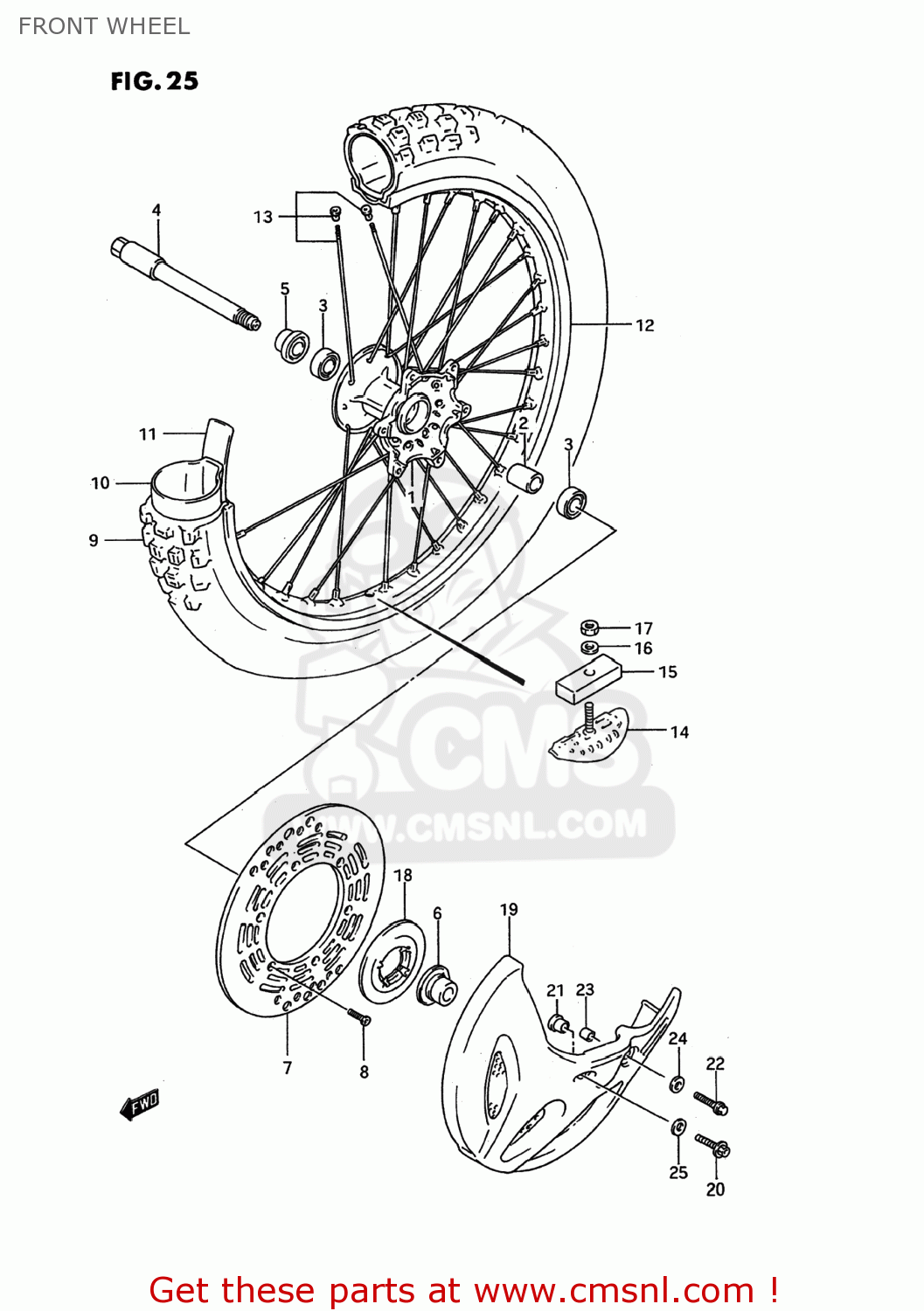 FRONT WHEEL RM125 1992 (N) USA (E03)