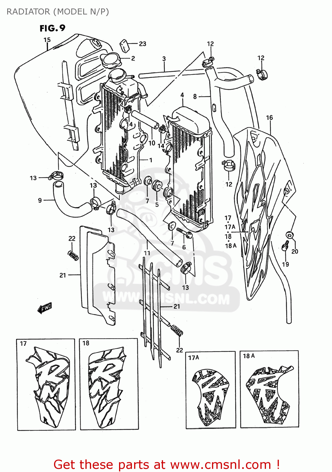 RADIATOR (MODEL N/P) RM125 1992 (N) USA (E03)