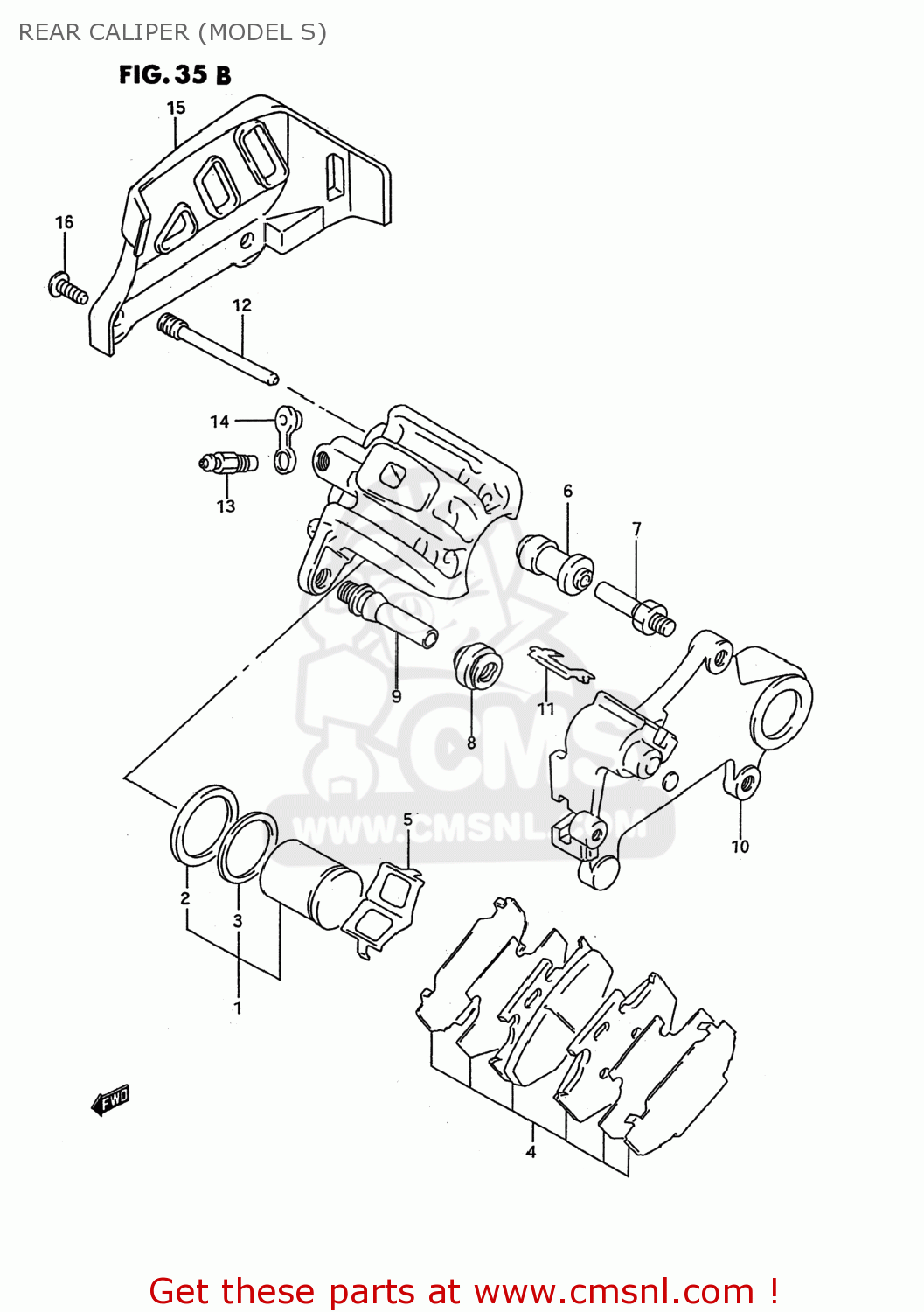 REAR CALIPER (MODEL S) RM125 1992 (N) USA (E03)