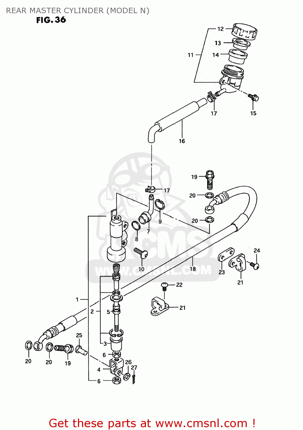 REAR MASTER CYLINDER (MODEL N) RM125 1992 (N) USA (E03)
