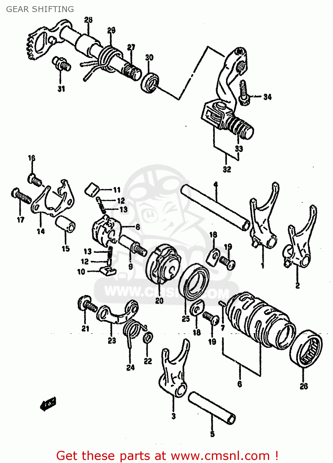 GEAR SHIFTING RM125 1993 (P) UNITED KINGDOM FRANCE AUSTRALIA (E02 E04 E24)