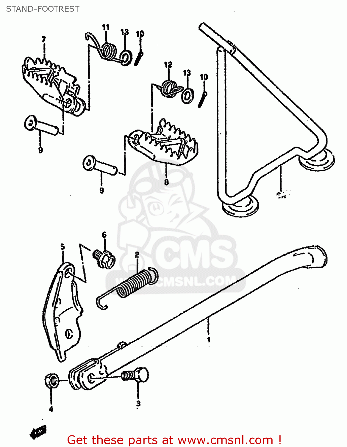 STAND-FOOTREST RM125 1993 (P) UNITED KINGDOM FRANCE AUSTRALIA (E02 E04 E24)