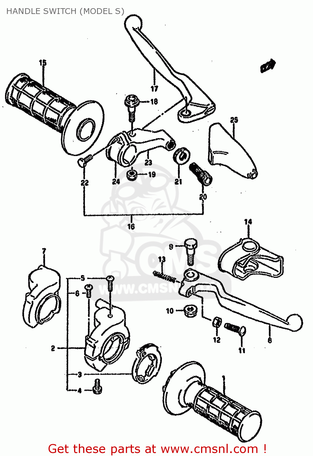 HANDLE SWITCH (MODEL S) RM125 1993 (P) UNITED KINGDOM FRANCE AUSTRALIA (E02 E04 E24)