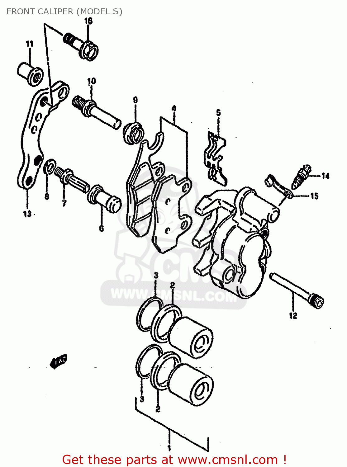 FRONT CALIPER (MODEL S) RM125 1993 (P) UNITED KINGDOM FRANCE AUSTRALIA (E02 E04 E24)