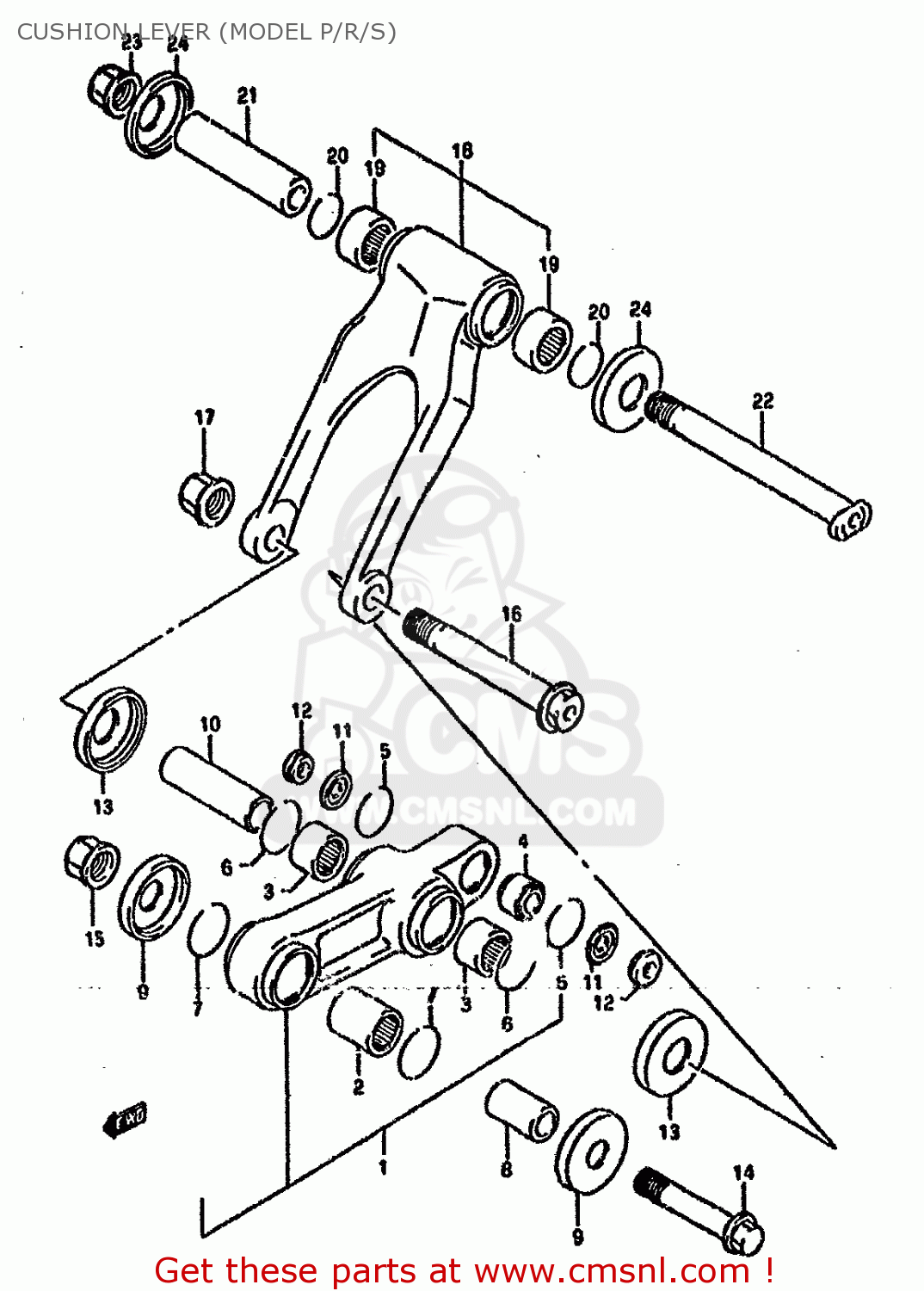CUSHION LEVER (MODEL P/R/S) RM125 1993 (P) UNITED KINGDOM FRANCE AUSTRALIA (E02 E04 E24)