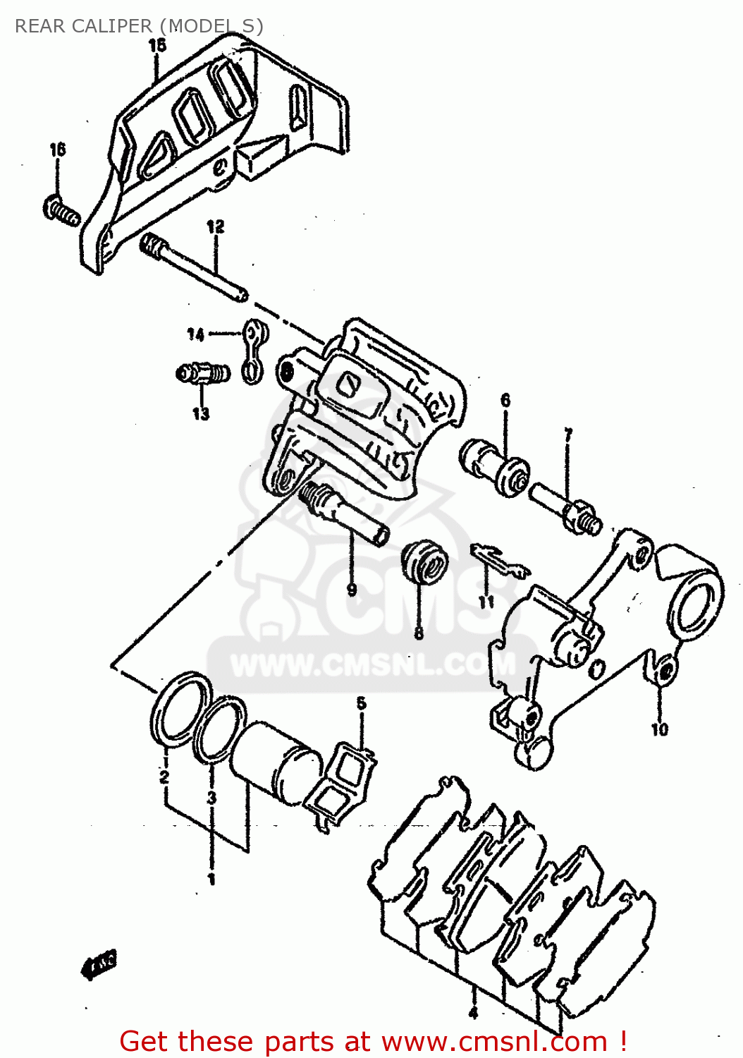 REAR CALIPER (MODEL S) RM125 1993 (P) UNITED KINGDOM FRANCE AUSTRALIA (E02 E04 E24)