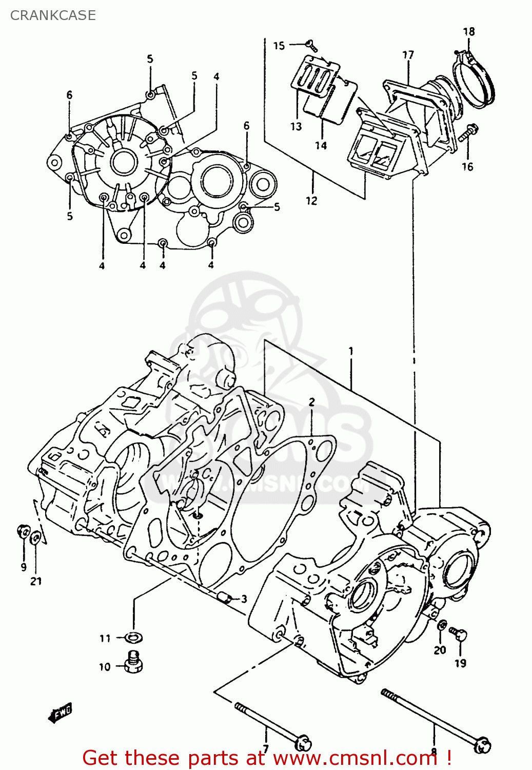 CRANKCASE RM125 1993 (P) UNITED KINGDOM FRANCE AUSTRALIA (E02 E04 E24)