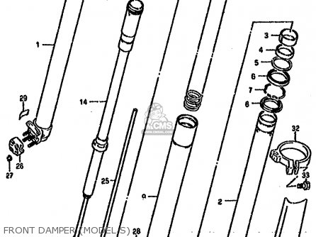 FRONT DAMPER (MODEL S) - RM125 1993 (P) UNITED KINGDOM FRANCE AUSTRALIA (E02 E04 E24)
