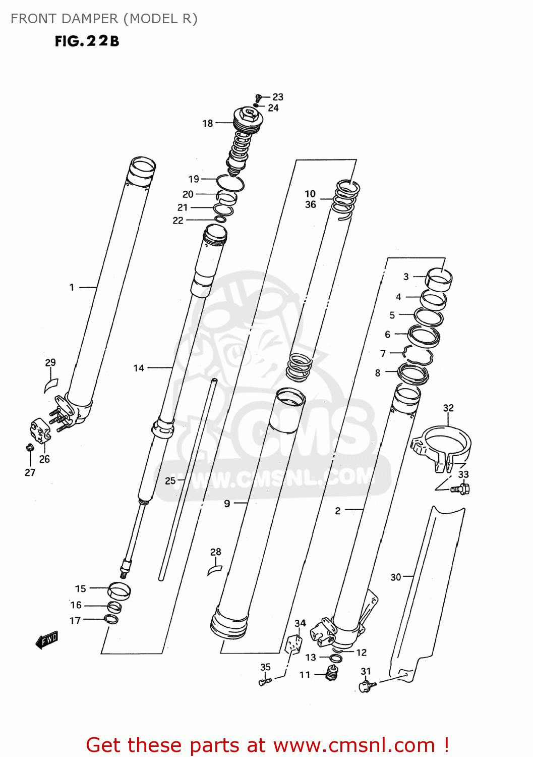 FRONT DAMPER (MODEL R) RM125 1993 (P) USA (E03)