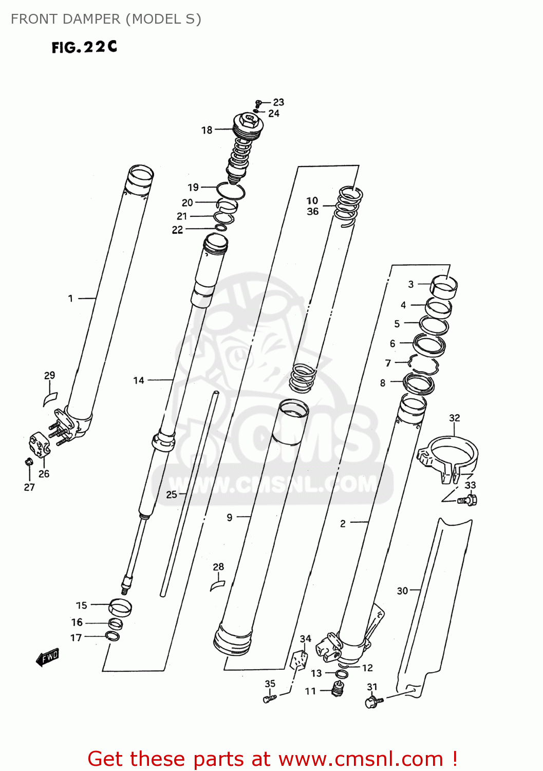 FRONT DAMPER (MODEL S) RM125 1993 (P) USA (E03)