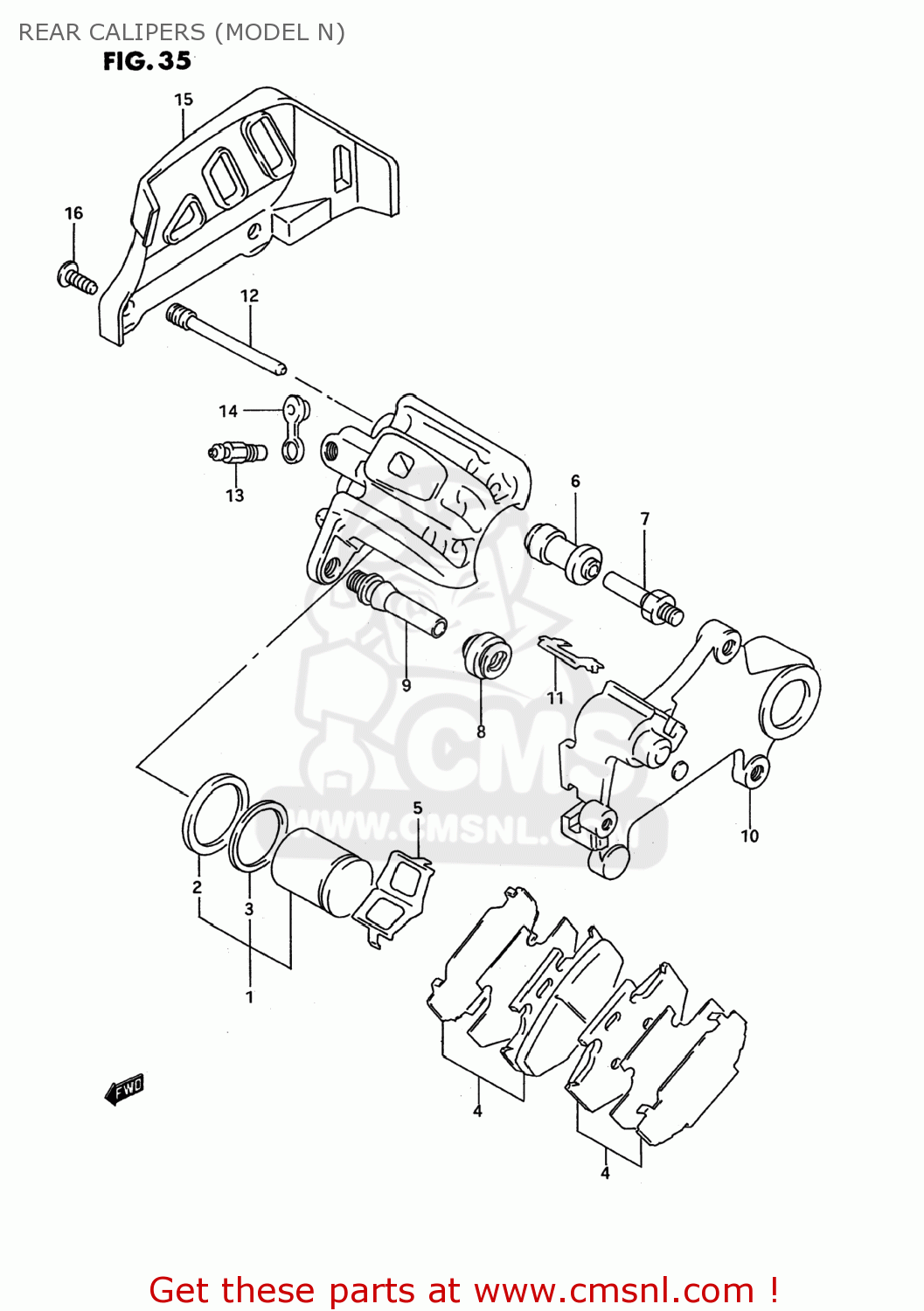 REAR CALIPERS (MODEL N) RM125 1993 (P) USA (E03)