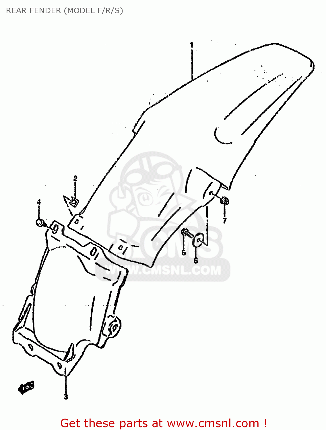 REAR FENDER (MODEL F/R/S) RM125 1994 (R) UNITED KINGDOM FRANCE AUSTRALIA (E02 E04 E24)